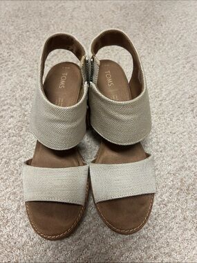 TOMS Natural Canvas Slingback Sandals